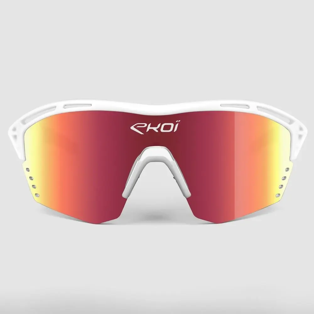 NEW EKOI‎ Persoevo4 White Revo Red Cycling Sunglasses Sport Shield Lens Unisex